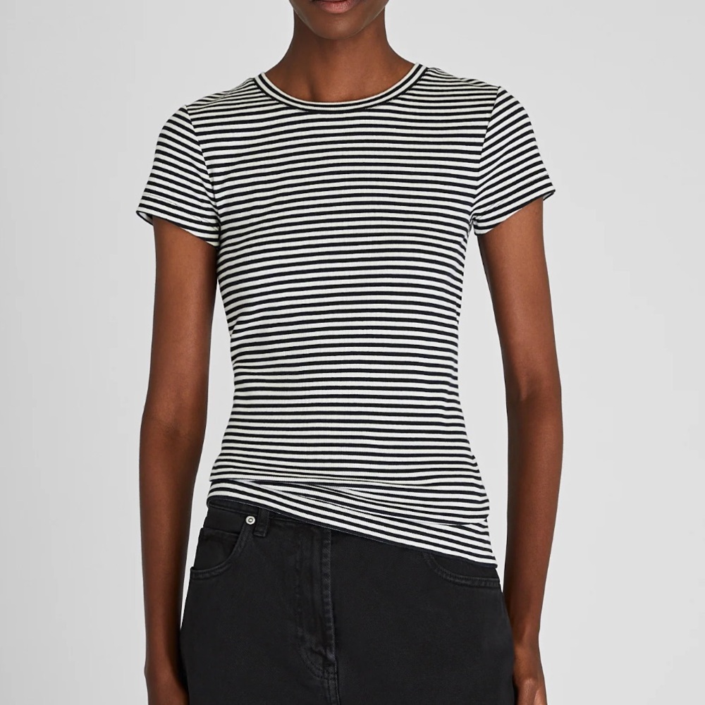 Club Monaco Black and White Striped Top